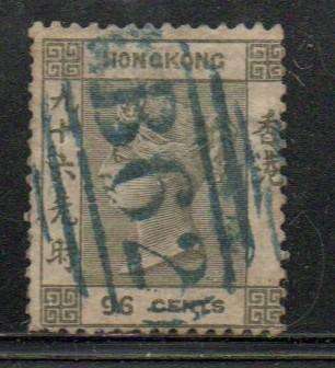 Hong Kong, VRI, 1862, 96 cents, grey, used, fine strike of B62 bonc
