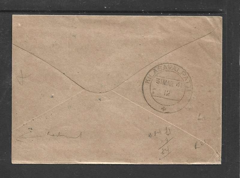 Burma, GVR, 1937 cover 2a6p, RANGOON 24 MAR  > KILASAVALPATTI India