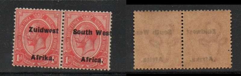South West Africa 1924 1d of S.Africa pair opt South West Africa, setting vi, opt to right MH*