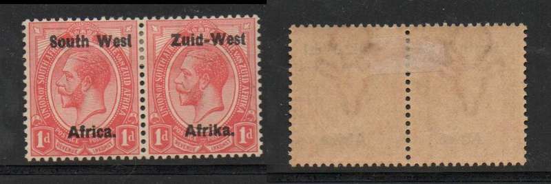 South West Africa 1923 1d of S.Africa pair opt South West Africa, setting 1, MH*