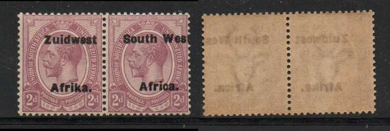 South West Africa 1924 2d of S.Africa pair opt South West Africa, setting vi, opt to right MH*