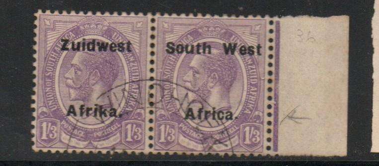 South West Africa. 1924, 1s3d of S.Africa pair opt  South West Africa, setting vi, good used