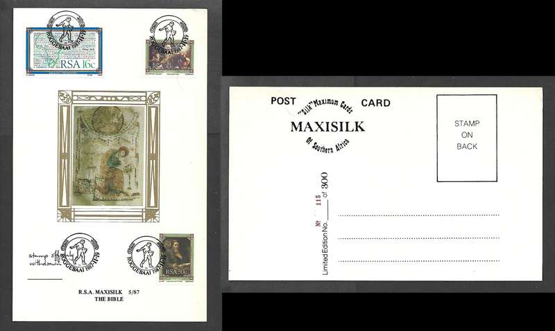 S Africa The Bible, MaxiSilk No 115 /300, cancel ROGGEBAAI 1987.11.19
