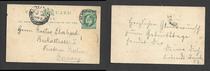 EVIIR 1/2d Natal stationery card, NEW HANOVER MR 4 11> Berlin Germany, PIETERMATITZBURG transit