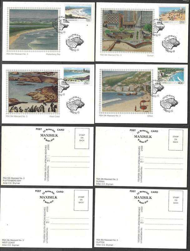 South Africa, 1983, beaches, Silk Maximum Cards, No 201 / 500, cancel DURBAN 1983 - 10 - 12