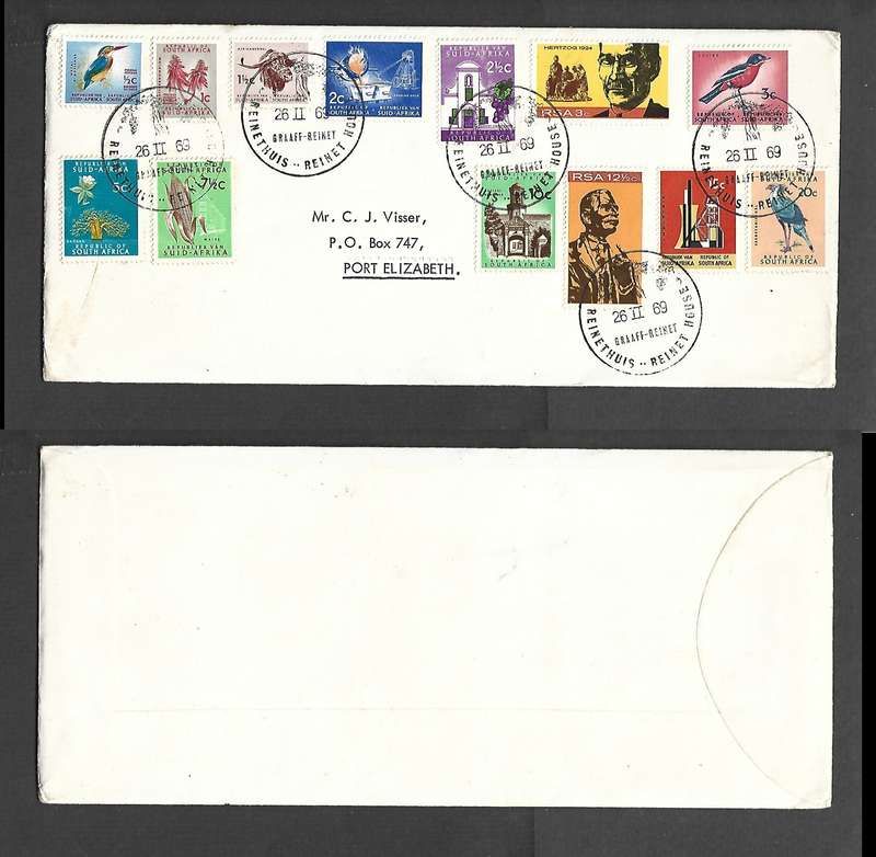 South Africa souvenir cover REINET HOUSE GRAAFF- REINET 26 II 69 special c.d.s.