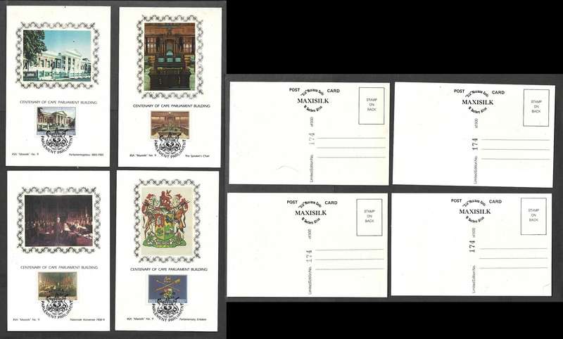 South Africa, Centenary of Parliament Silk Maximum Cards, No 174 / 500, cancel PARLIAMENT 1985.05.15