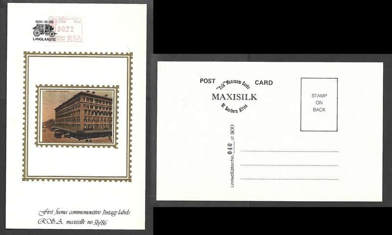 S Africa 1st Frama Commemoratives Johannesburg 100 MaxiSilk No040 /300, cancel LANGLAAGTE 1986-10-06