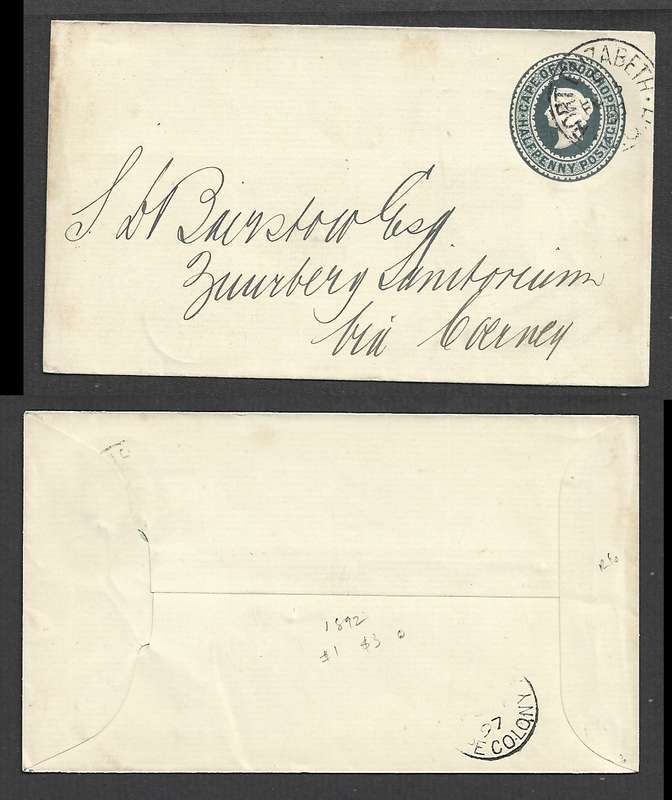 CoGH 1891 1/2d envelope, PORT ELIZABETHFE 3 97cds