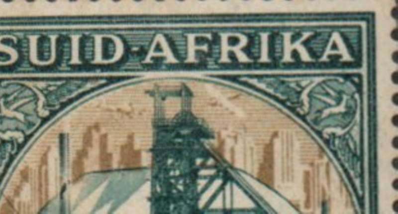 South Africa, Union, 1936, 1 1/2d, broken chimney + weak winding gear in a  block of 6, MNH **