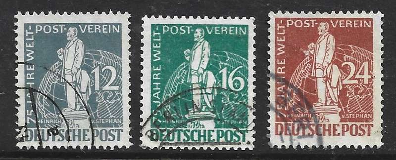 Deutschepost Berlin, 1949, U.P.U. 75th Anniversary, 12pf, 16pf, 24ph used