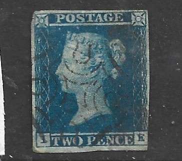 Great Britain  VRI   1841, 2d pale blue, 3.75 margins, used, Maltese Cross