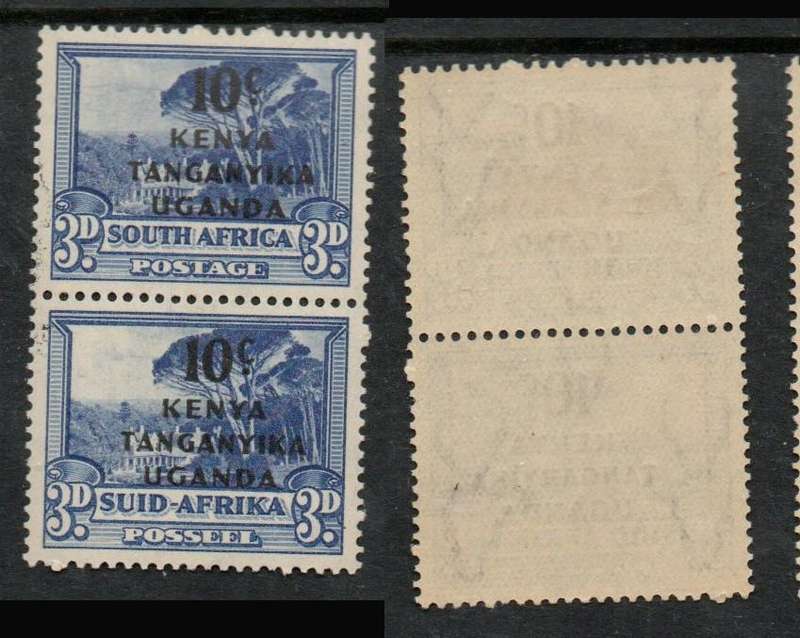 Kenya Uganda Tanganyika, 1941, 10c overprint on 3d of S. Africa, MH*, vertical pair