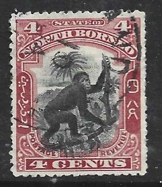 North Borneo 1900, 12cents, ape, c.d.s.used,