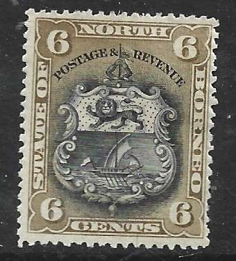 North Borneo 1894, 6 cents, arms, MH *