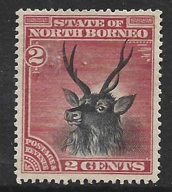 North Borneo 1894, 2 cents, antelope, unused, no cancel, no gum