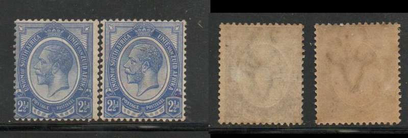South Africa, 1913, 2 1/2d, bright blue, 2 1.2d deep blue MH*