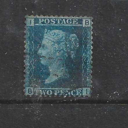 Great Britain  VRI   1858 - 79, 2d blue, plate 9 used