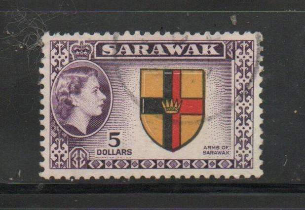 Sarawak EIIR, $5, good used