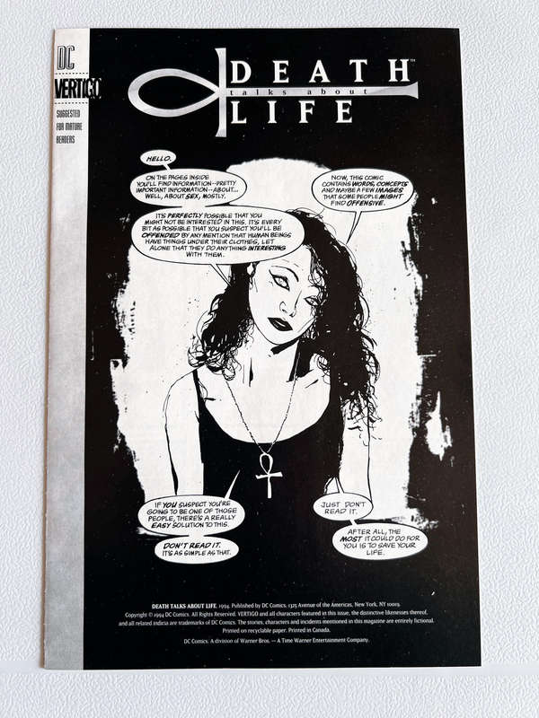 Death talks about life : 8 page Comic (DC Comics/Vertigo)