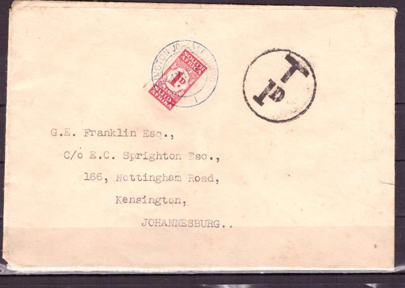 UNION of South AFRICA.  TAX. Cover. NICE.