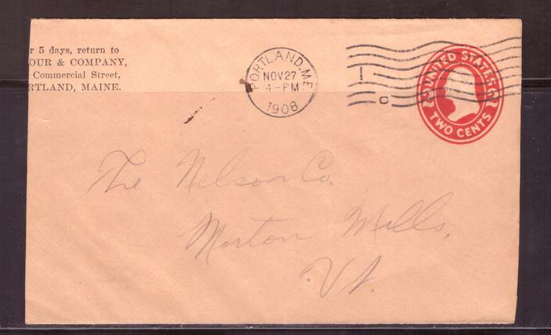 USA 1908 Cover from Portland too Morton Hills.