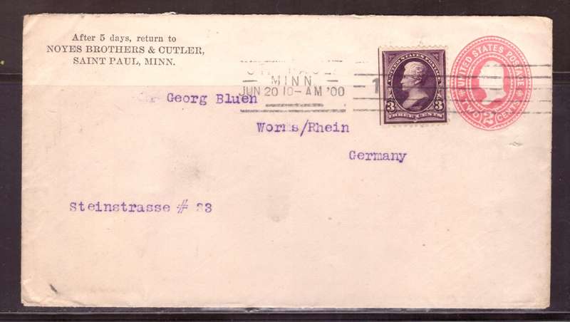 USA 1900 Cover from Saint Paul too Germany.