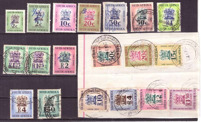 UNION of South AFRICA.  Revenue stamps. Mixt condition. in rands.