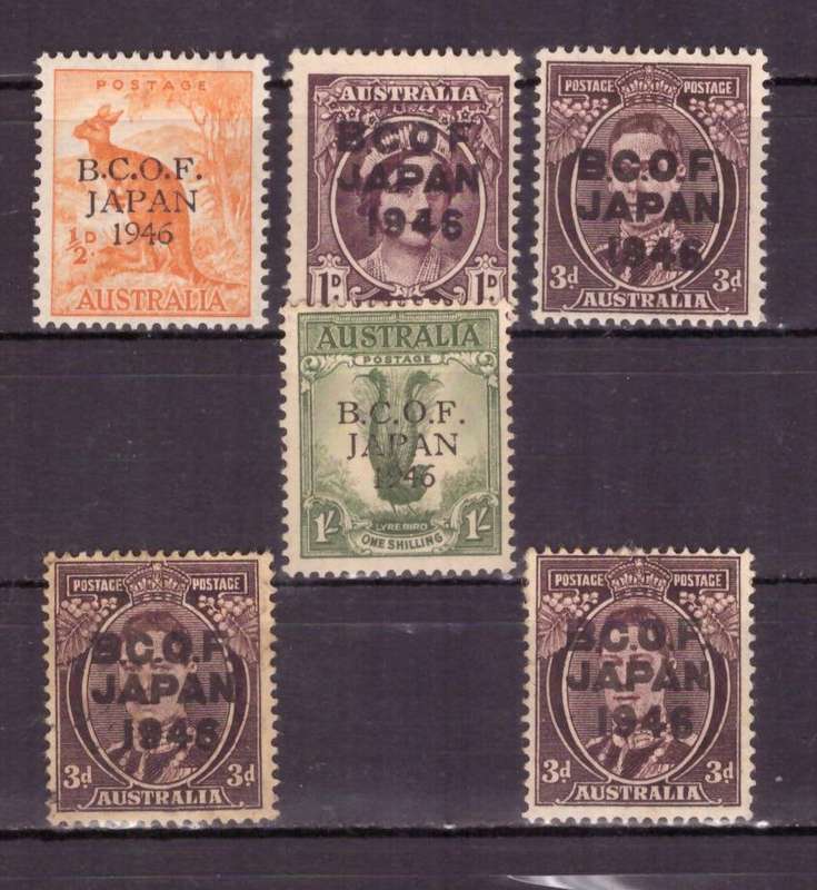 Australia . SCOTT# M1-M3 and M5  1946-47 British Commonwealth Occupation Force. MH.