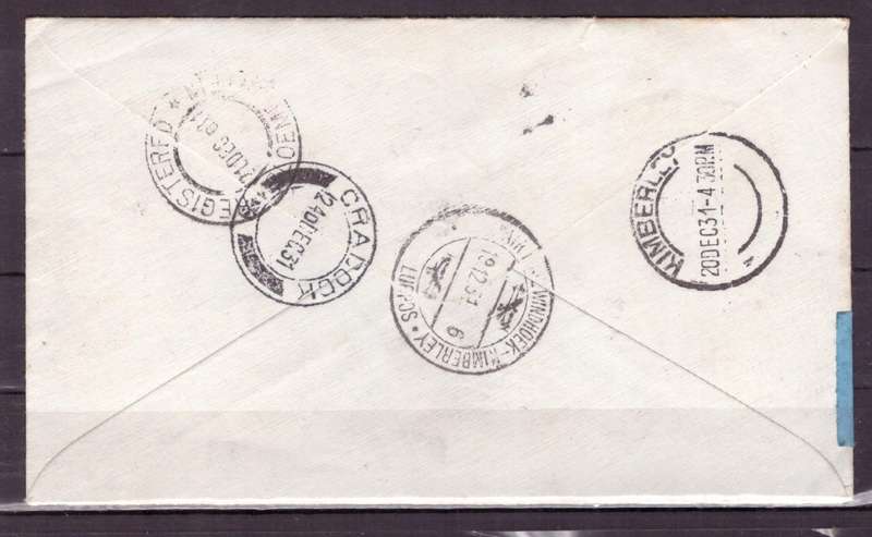 UNION  of South Africa.  Airmails from  SWA to Bloemfontein 1931 . Beautiful Cover.