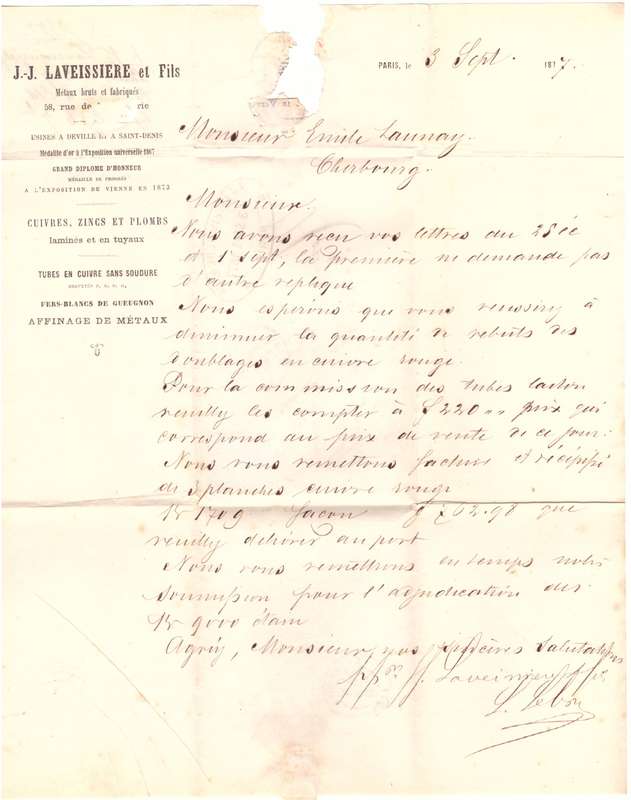 France. Folder, 1877  from Paris to Cherbourg.