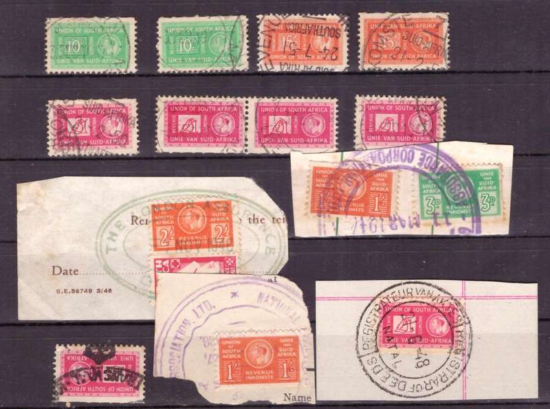 UNION of South AFRICA.  Revenue stamps. Mixt condition.