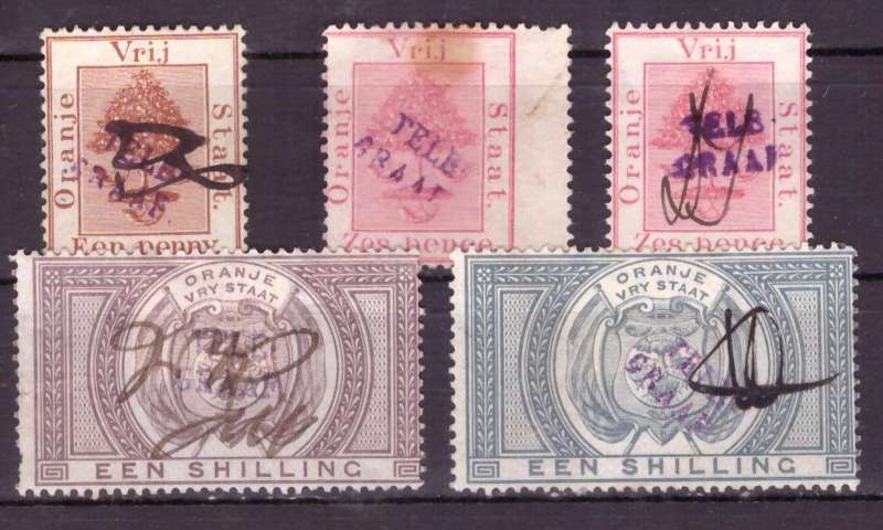 Orange Free State. TELEGRAPHS 1900,  Revenue stamps. Mixt condition.