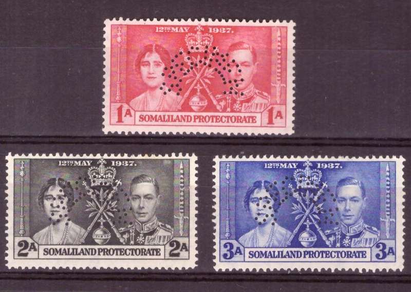 Somaliland 1937 Coronation .Perf. 'SPECIMEN' Large part o.g.