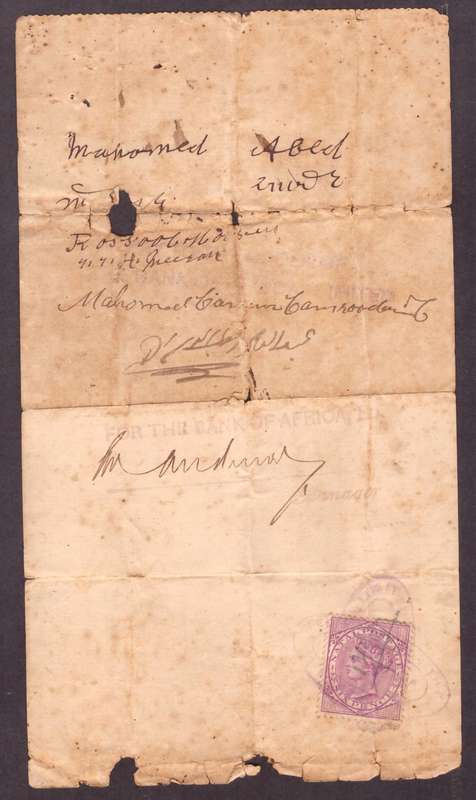 UNION of South AFRICA.  Revenue stamps. Mixt condition. BANK OF AFRICA  1896.
