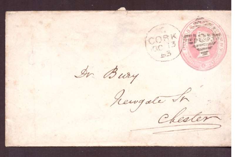 England cover 1863 from Cork to CHester