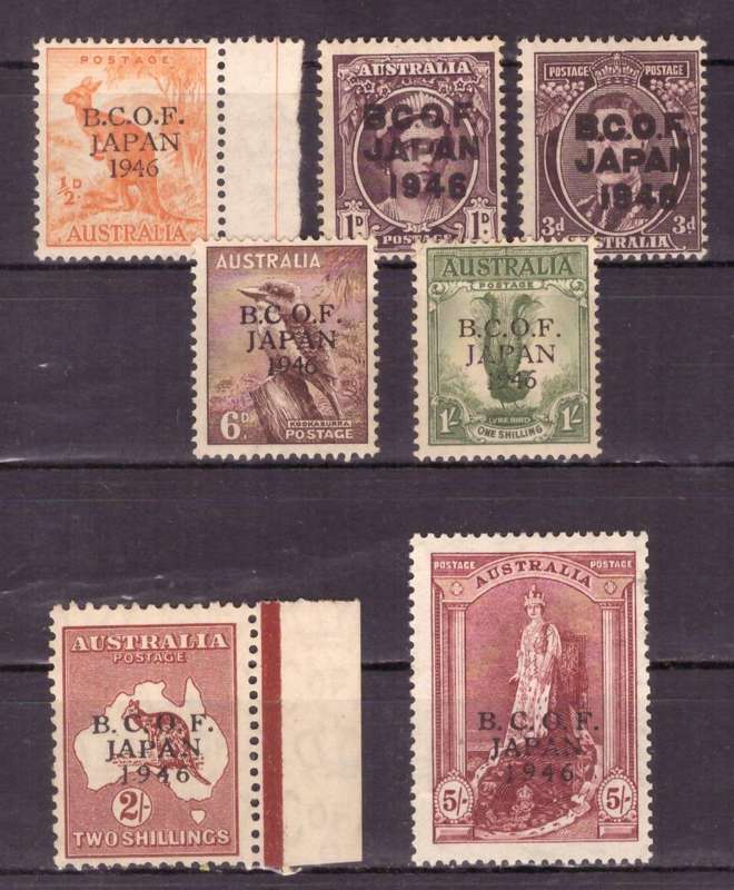 Australia . SCOTT# M1-M7  1946-47 British Commonwealth Occupation Force. MH.