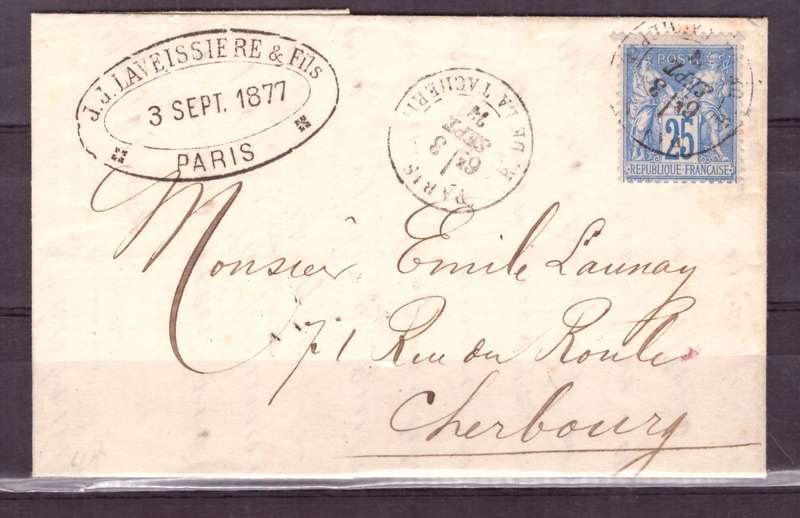 France. Folder, 1877  from Paris to Cherbourg.