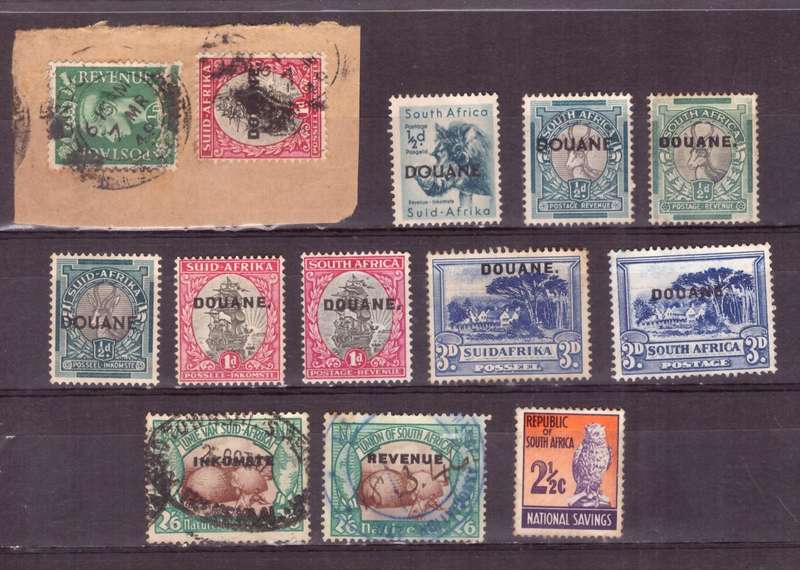 UNION of South AFRICA.  Revenue stamps. Mixt condition. DOUANE.