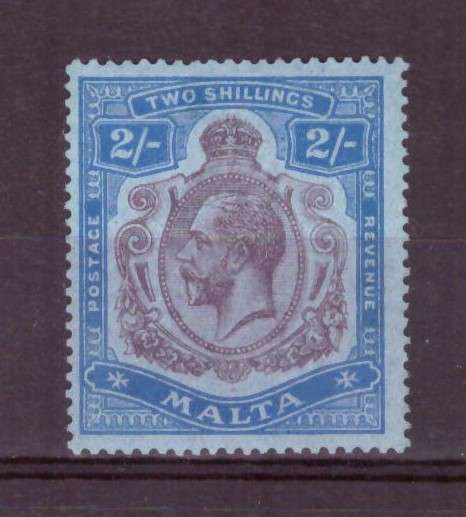 Malta.2/ purple - blue on blue paper. SG 103 .MH.