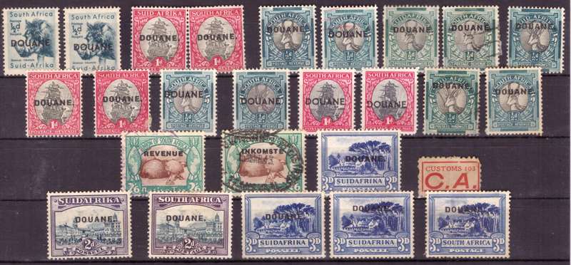 UNION of South AFRICA.  Revenue stamps. Mixt condition. DOUANE.