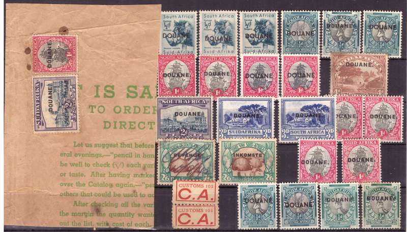 UNION of South AFRICA.  Revenue stamps. Mixt condition. DOUANE.