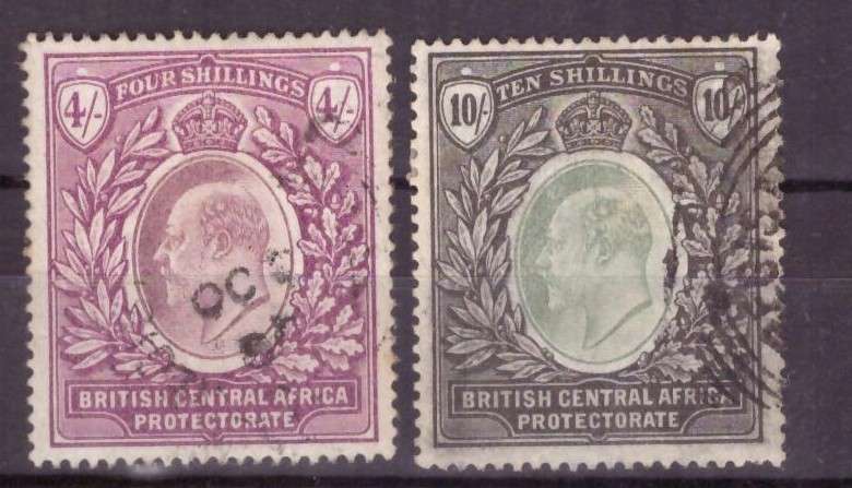 British Central Africa Protectorate. Edward VII SG # 64-65 used. Look Scan Mixed condition.