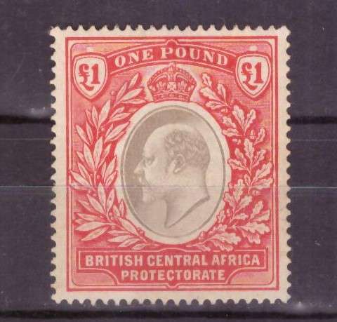 British Central Africa Protectorate. Edward VII SG # 66 mint.1 pound Look Scan Mixed condition.