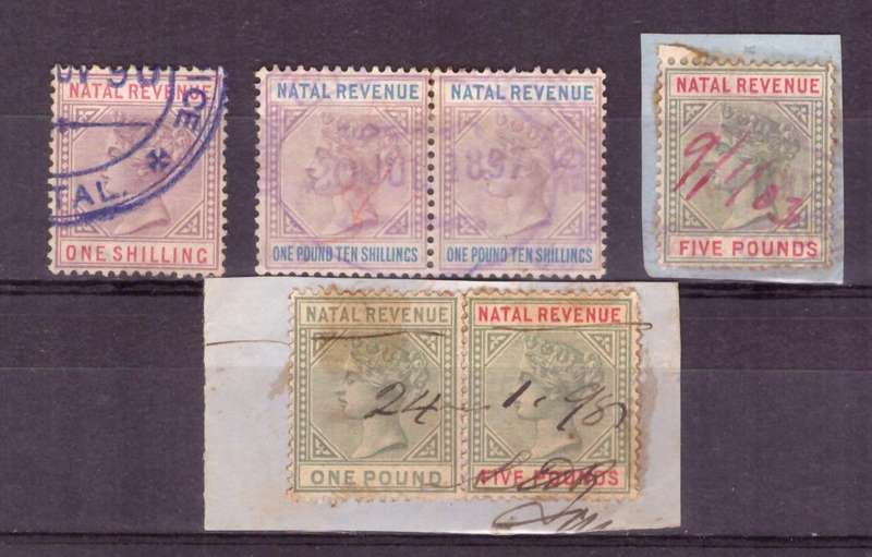 UNION of South AFRICA. NATAL Revenue stamps. Mixt condition.
