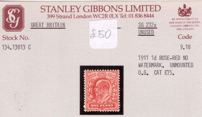 Great Britain. 1911   1d.  no  watermark. MNH.