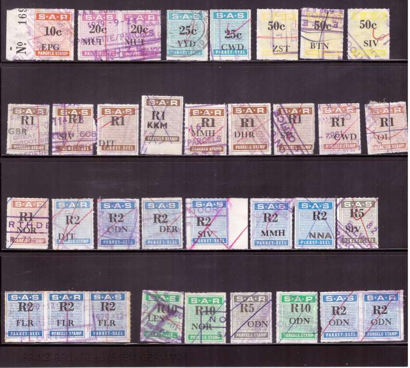 South Africa. Railways parcel stamps. Mixt condition.