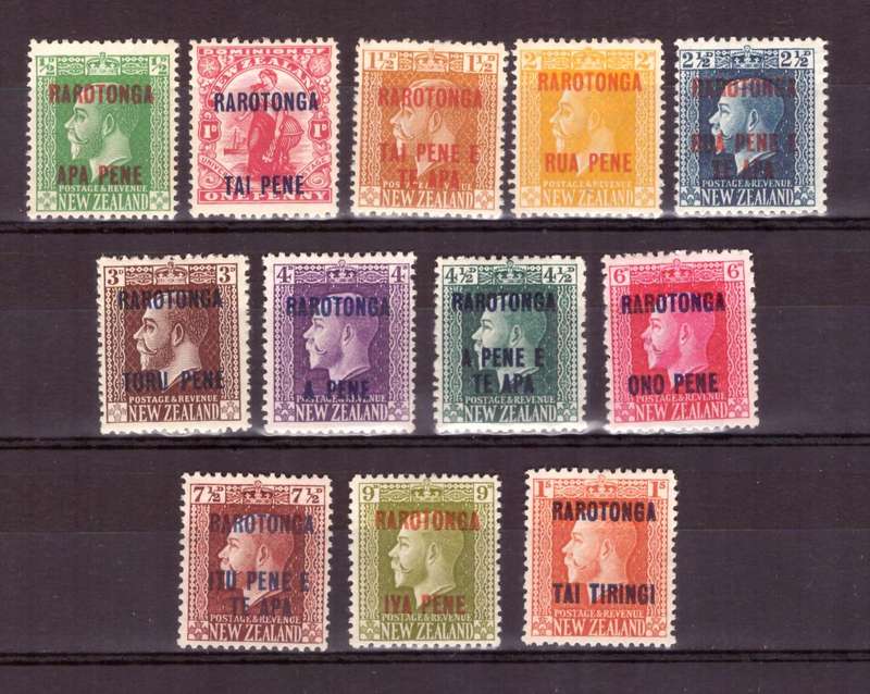 Rarotonga   1919 . SG #47-59 MH.
