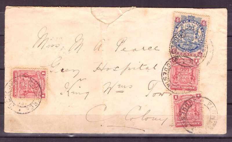 Rhodesia. Cover from Plumtree to King Wms. Town 1899. mixt condition.