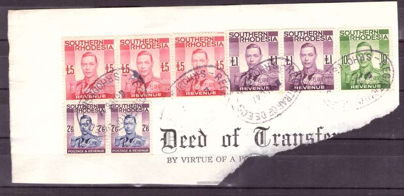 Southern Rhodesia.  Revenue stamps. Mixt condition.